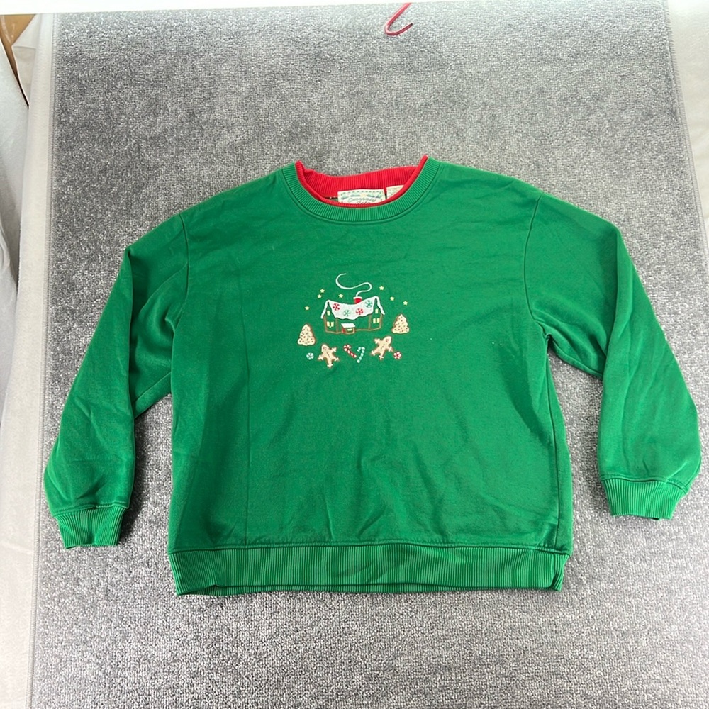 Emerald Isle Long Sleeve Sweater Sweatshirt Green Christmas Holiday Womens M